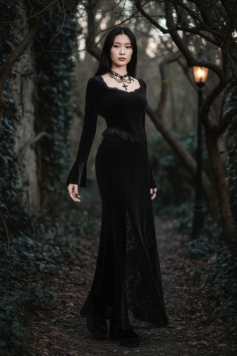 Gothic samt oberteil spitze - oberteil,