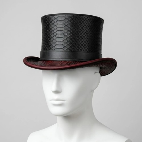 Premium schwarz leder - schwarz, zylinder