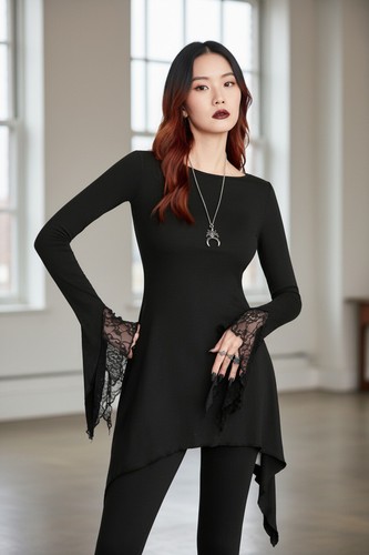 Elegantes longshirt schwarz - elegantes,