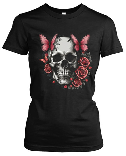 Skull butterfly damen - damen, t-shirt