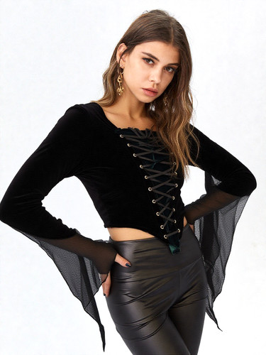 Samtbluse miedershirt gothic - samtbluse,