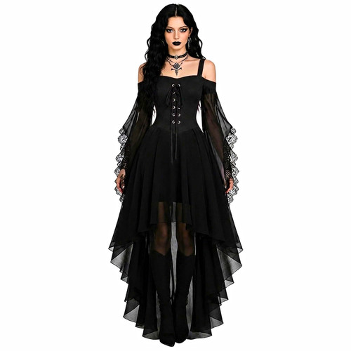 Gothic damen chiffon minikleid - damen,