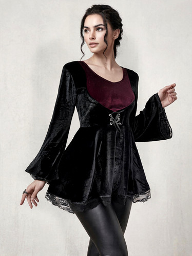 Samttunika gothic minikleid - ,