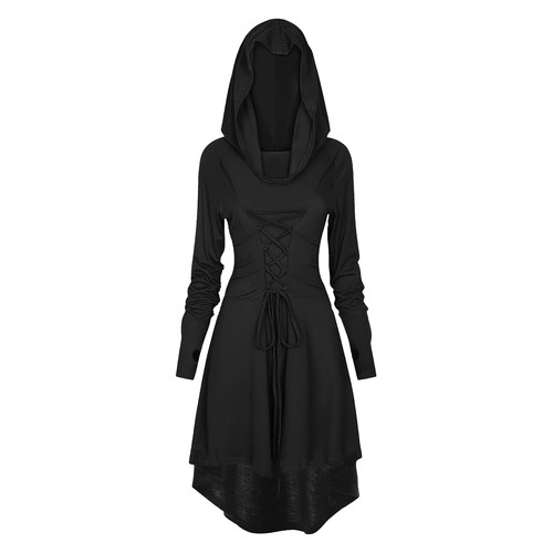 Gothic kleid damen mit kapuze - damen,