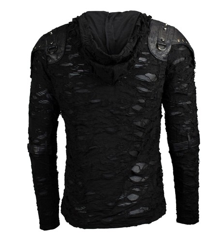Schwarzes gothic fetzen hoodie - gothic,